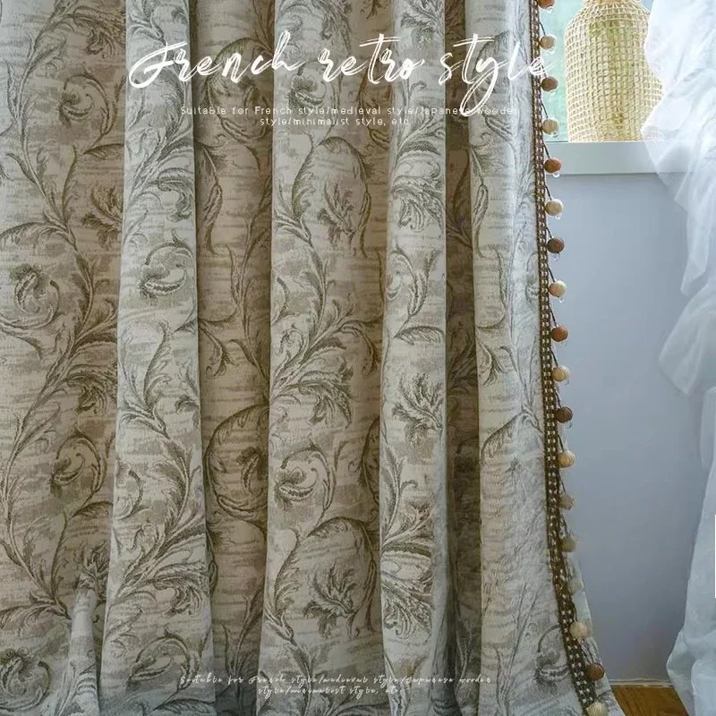 Custom  Size！！French Luxury Thickened Jacquard Retro High-end Blackout Romantic Curtains for Living Dining Room Bedroom Decor