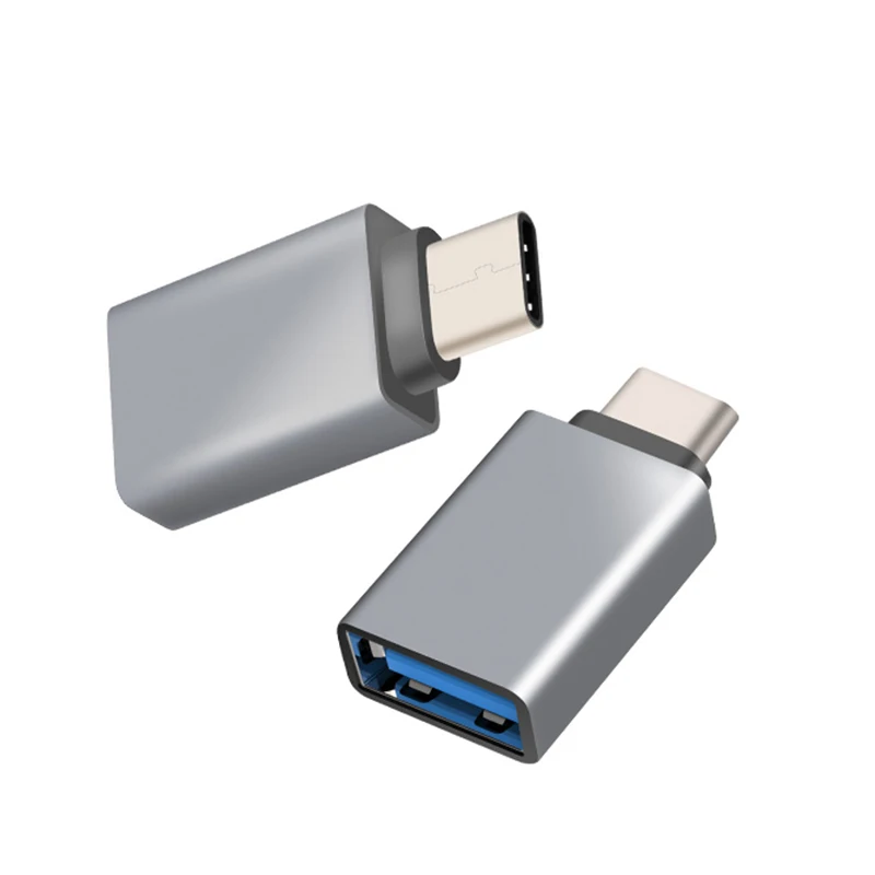 Adaptor OTG USB 3.0, adaptor USB C ke USB konverter pengisian daya cepat cocok untuk Macbook Samsung Xiaomi Huawei LED USBC konektor OTG