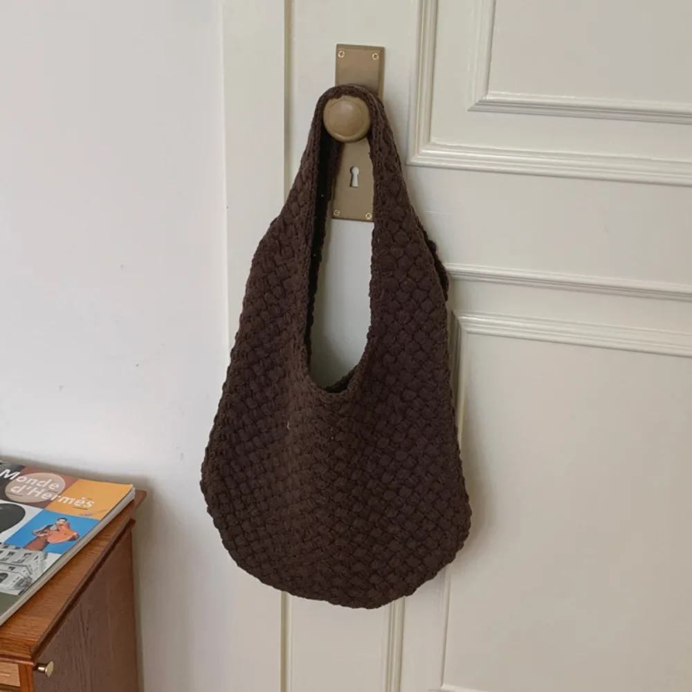 

Fashion Summer Cotten Crochet Shoulder Bag Fashion Large Capacity Beach Handbag Handbag Simple Hollow Out Weave Bag Beach