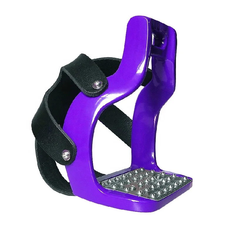 ركاب الفروسية من الألومنيوم غير قابل للانزلاق، دواسة من الفولاذ المقاوم للصدأ + غطاء واقي #4