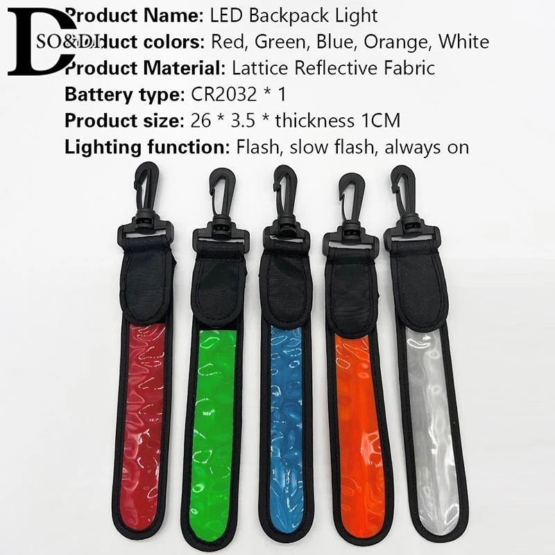 LED Backpack Light For Bike Cycling Night Running Safe Warning Flashing Pendant w/ Adjustable Strap Sports Glowing Bicycle Light