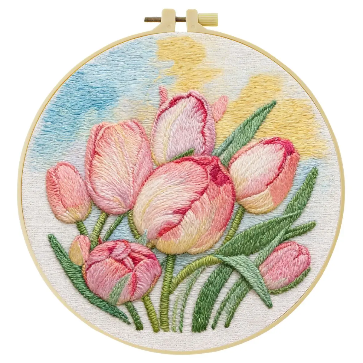 1 Stück 20X20CM/15X15CM 7,87/6,3 Zoll Pflanzen - Blumen Stickerei Starter-Kit DIY-Kit DIY-Stickerei-Set Handarbeiten Heimdekoration – Detail 5