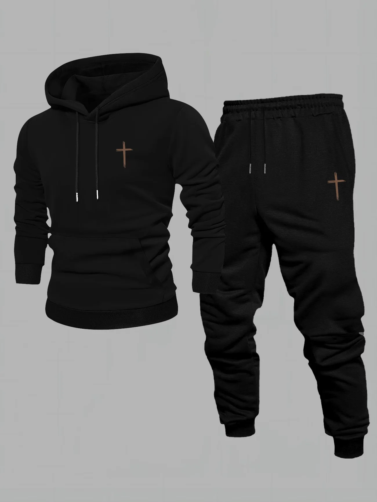 Mens Paris minimalist cool personalized print set hoodie sweatpants two-piece set casual sportswear daily comfortable street set