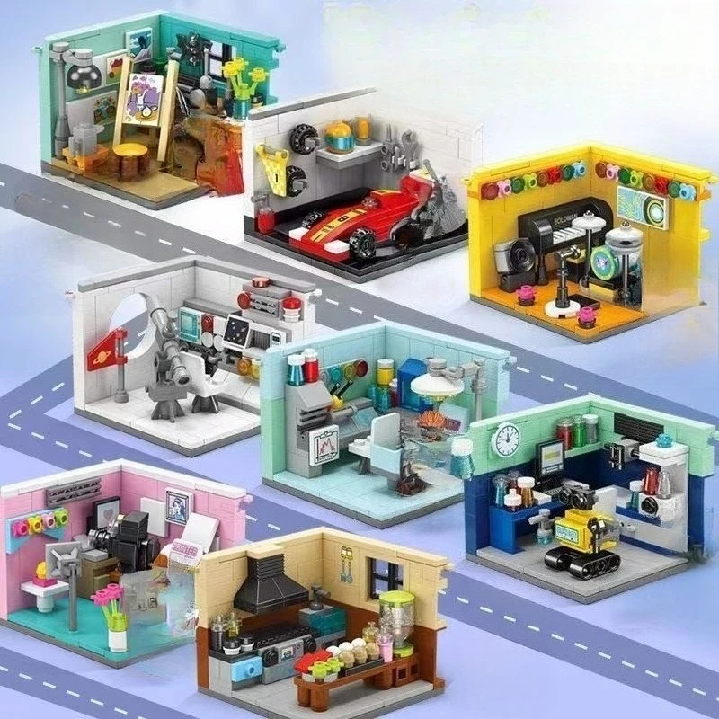 

Dreams House Racer Car Doctor Painter Musician Scientist Pastry Chef Cameraman Astronaut Building Blocks Brick Model Kids Toy