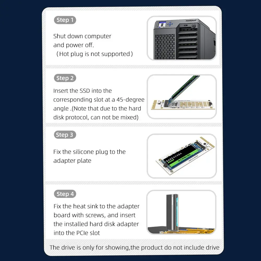 MAIWO M.2 Solid State Drive Adapter NVMe Protokoll Festplatten-Erweiterungskarte PCIe zu NVMe Expander PCIe X4 zu NVMe mit Kühlkörper