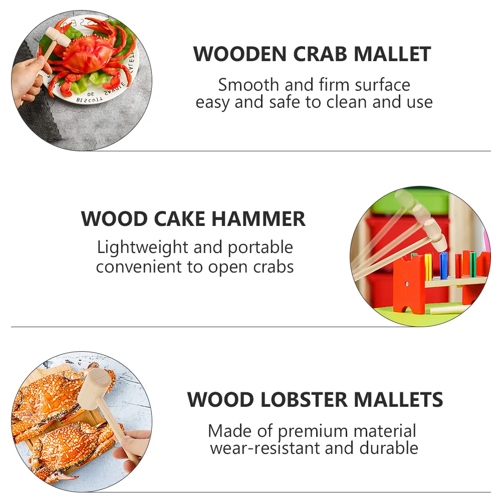 

50 pcs Wear-Resistant Wooden Mallets Lightweight Eco-Friendly Crab Opening Tools Mini Hammers Portable Hammer Set For