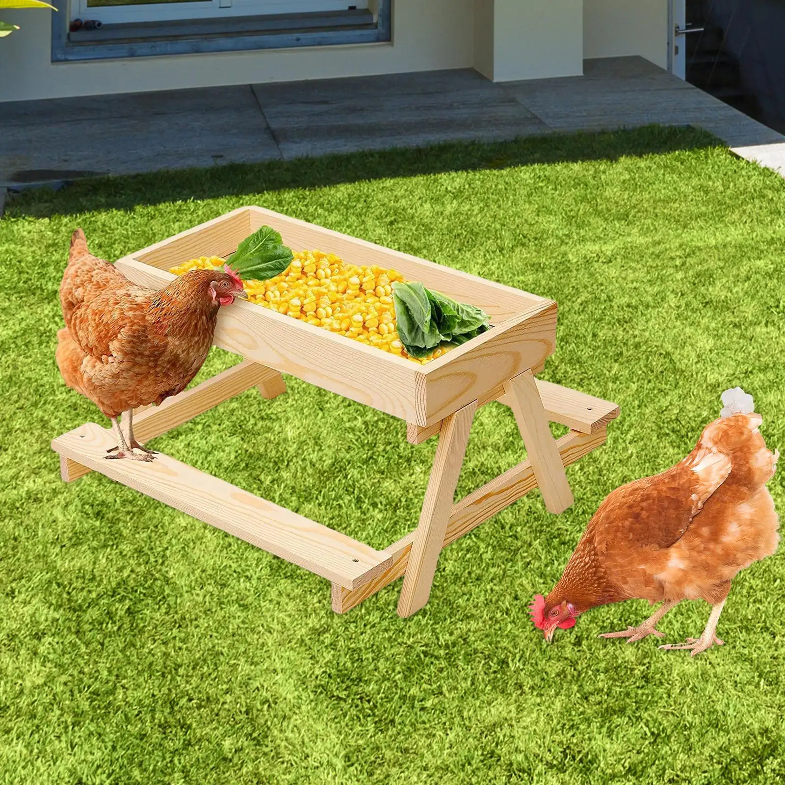 

DIY Wooden Chicken Table Feeder Kit Easily Install Sturdy Multipurpose