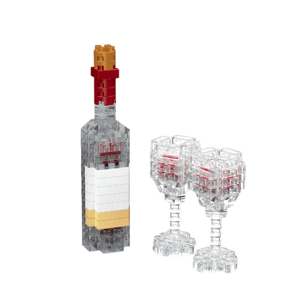 3D Micro Mini Granule Puzzle Kit Toys for Pretend Play Wine, Red Wine, Noodles Sets Ideal for Parent Child Interaction and Gifts