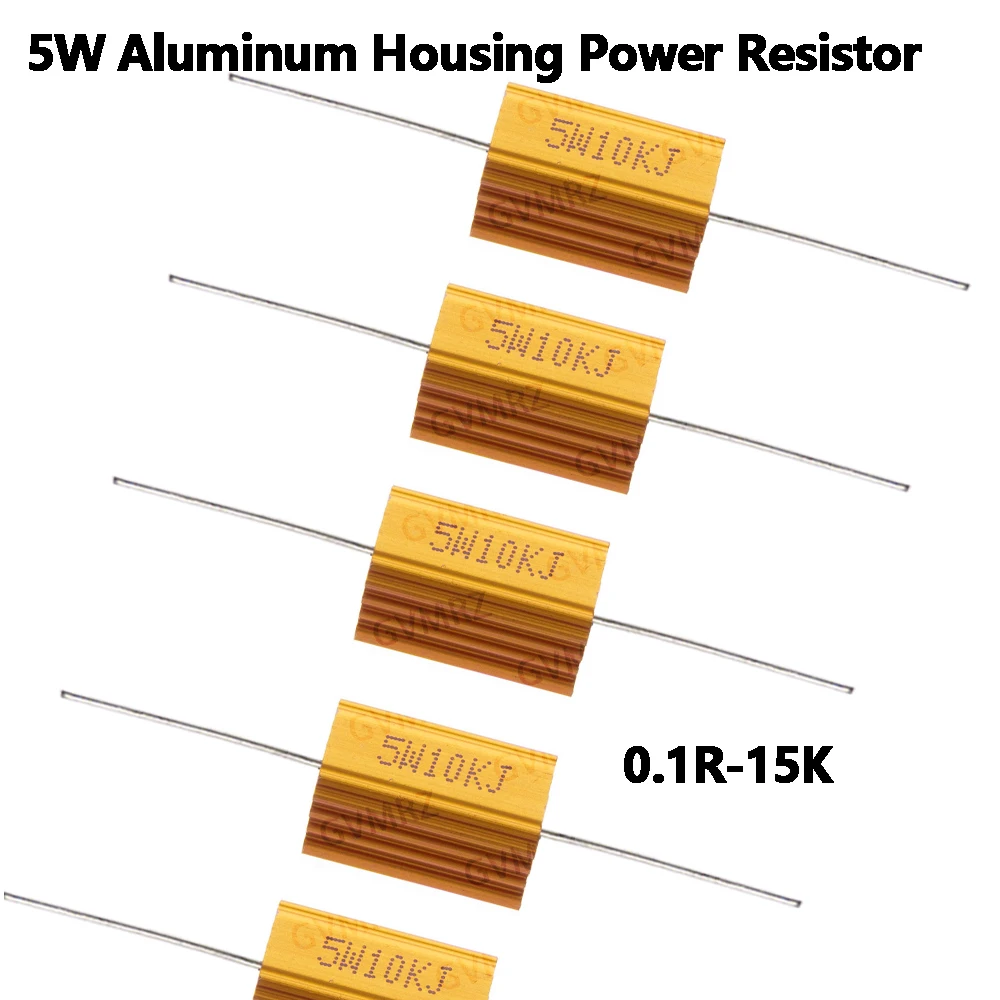 5W 5K 10K  Aluminum Housing Power Resistor Wirewound Resistor Assorted Resistance Values for Electronic Projects 200R 300R 33R