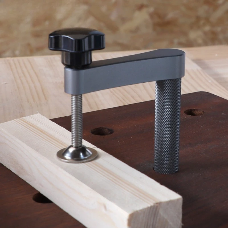 

1pc 19mm/20mm Dog Hole Clamp Woodworking Benchtop Bench Dog Clamp Aluminum Alloy (3/4in and 0.79in) Fixed Clip Hold Down Clamp