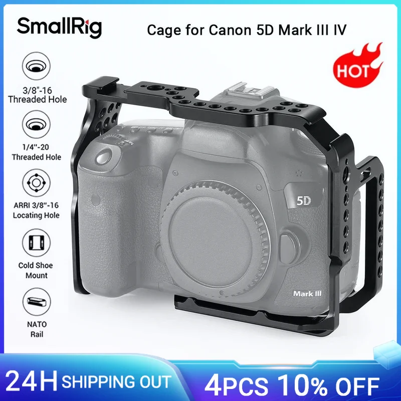 SmallRig Cage for Canon 5D Mark III IV Arca Style Compatible Dovetail At The Bottom For Tripod Shooting With Nato Rail -CCC2271