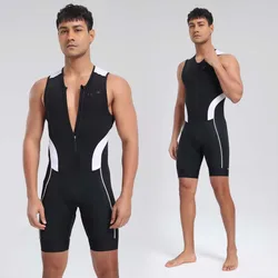 Santic Men's Triathlon Cycling Suits Sleeveless Sponge Padded Quick-Drying for Running Swimming Triathlon KM25C03028