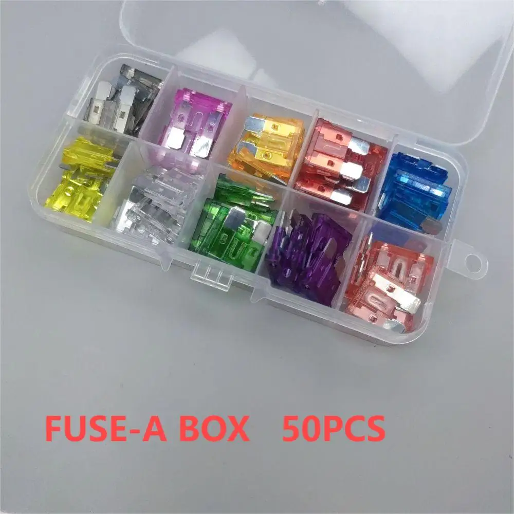 

Box 50PCS/150PCS Auto motorcycle blade fuse 1A 2A 3A 5A 7.5A 10A 15A 20A 25A 30A 35A 40A