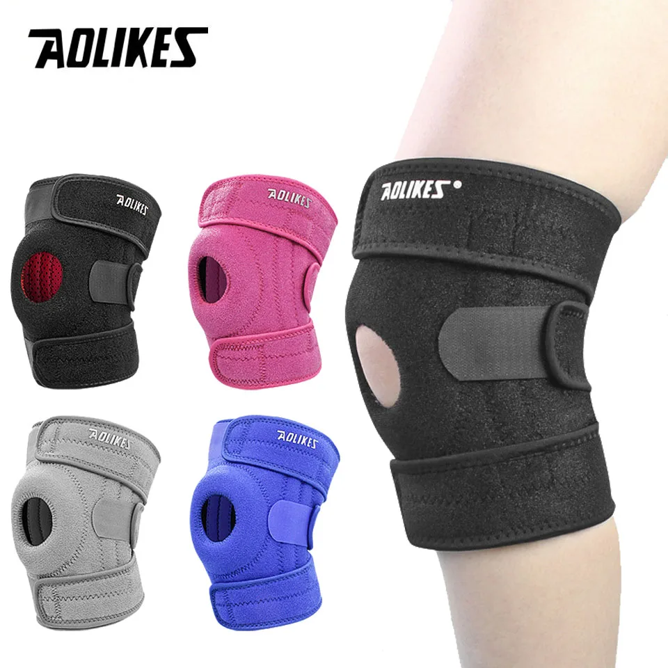 AOLIKES 1PCS Knee Brace Support Dual Stabilizers & Open Patella - Adjustable Breathable for ACL Meniscus Tear Injury Recovery