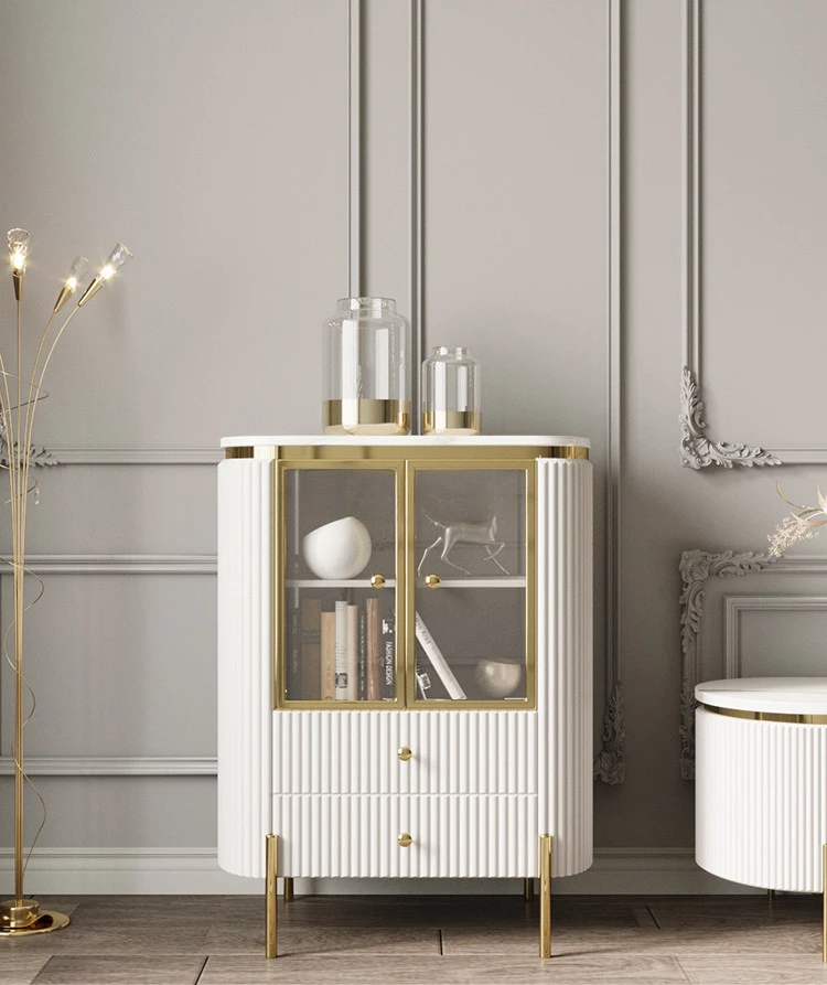 

Modern simple light luxury living room bedroom solid wood locker integrated storage cabinet against the wall