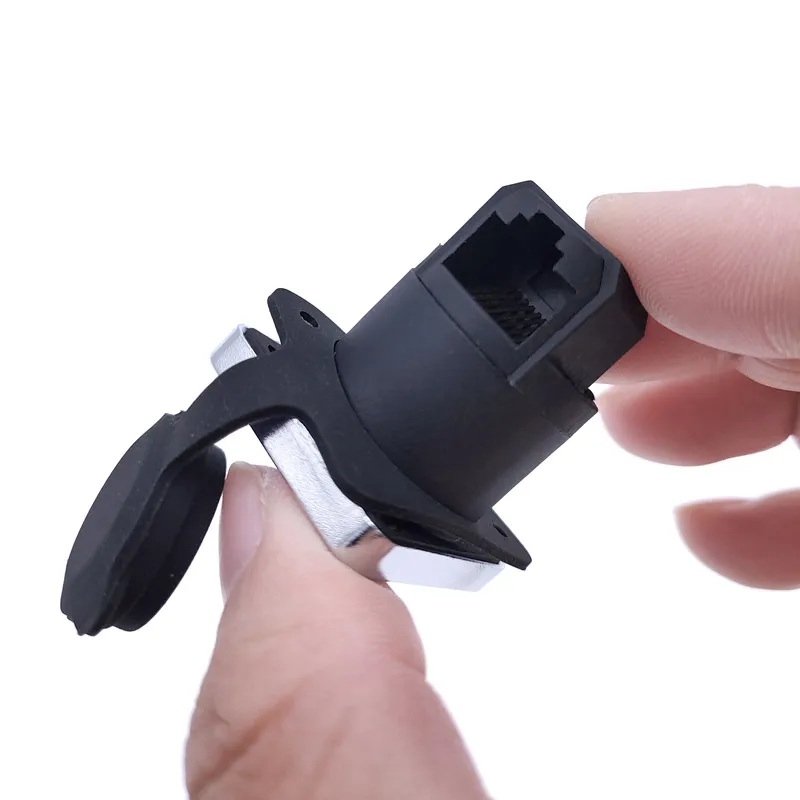10 piece RJ45 Waterproof Network Connector with Rubber cover IP65 8p8c D type Panel Mount Socket RJ45 Ethernet Connector