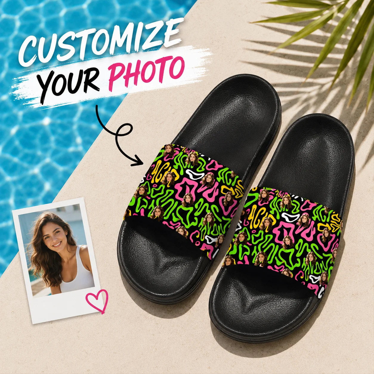 Customized women's slippers Customized text slippers Personalized fun text pictures Customized gifts for family and friends