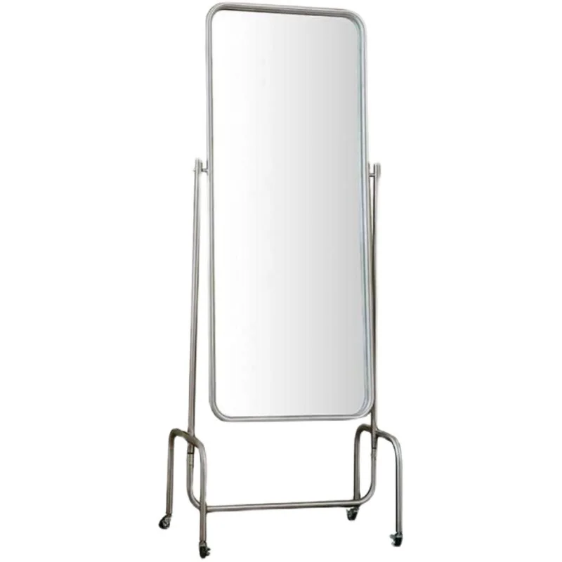 

Full-body mirror household stainless steel, dressing floor ins fitting, moving floor mirror with wheels