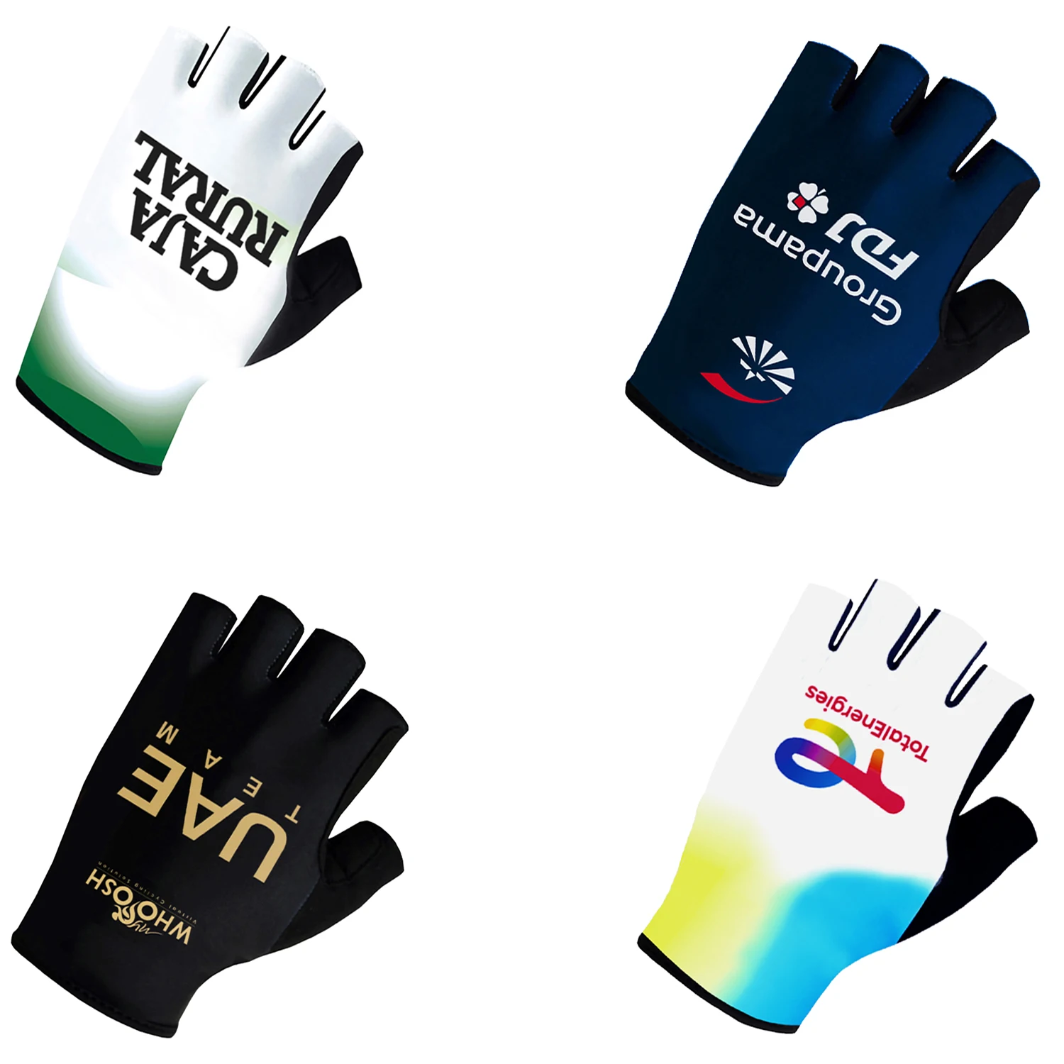 Guantes de Ciclismo Blancos CAJA RURAL, Medios Dedos, para Hombre y Mujer, Guantes de Ciclismo MTB Total Team, Guantes para Correr, Fitness, Gimnasio, Ciclismo