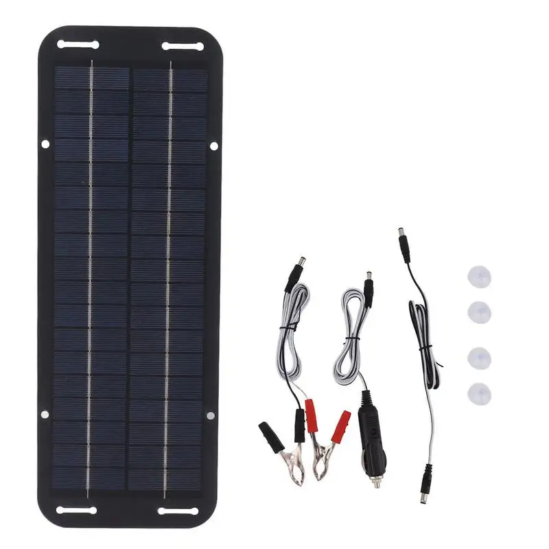 12/24V Solar Panel Kit Waterproof Solar Trickle Charger Portable Solar Powered Charger Kit with 4 Suction Cups High Efficiency