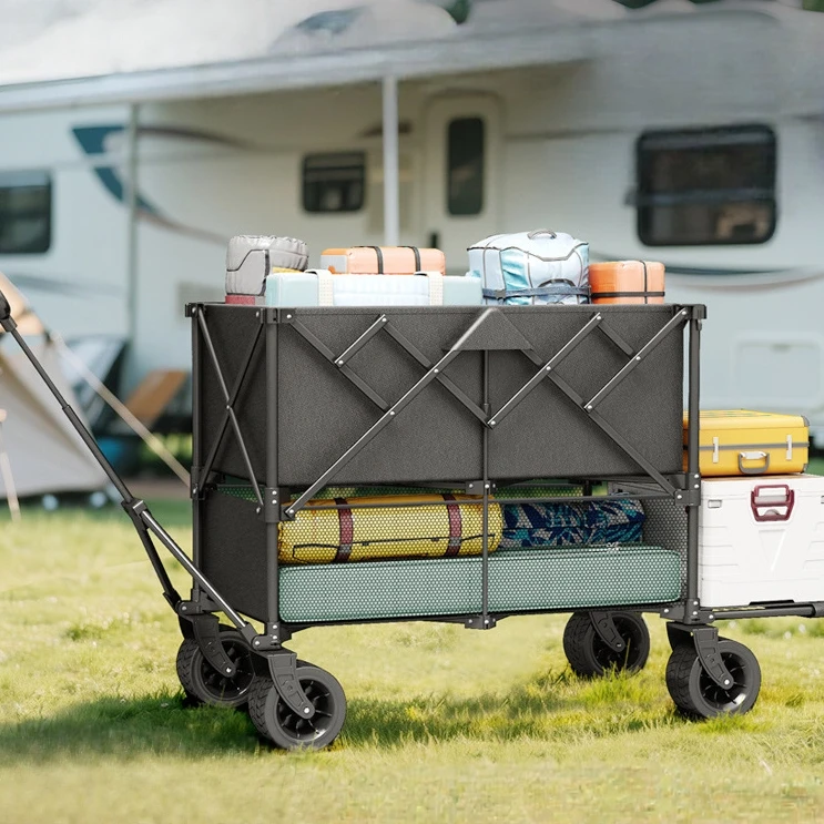 Heavy Duty Large Capacity Foldable Platform Four-Wheel Beach Wagon Utility Cart Outdoor Trolley Portable Garden Camping OEM