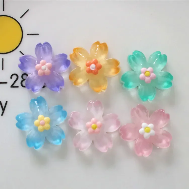 5pcs miniso series flower cartoon resin flatback cabochons diy crafts materials jewelry making charms