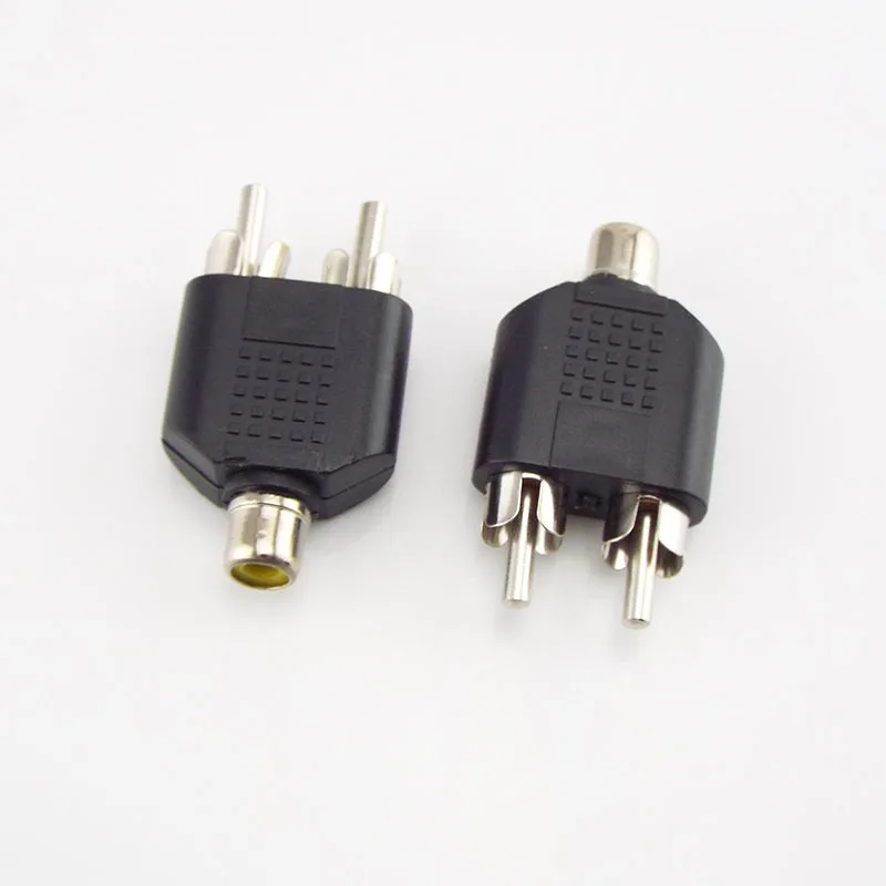 1 pcs 2 RCA Y Splitter connector AV Audio Video Plug Converter cable Male Female Plug 2 in 1 Adapter F1