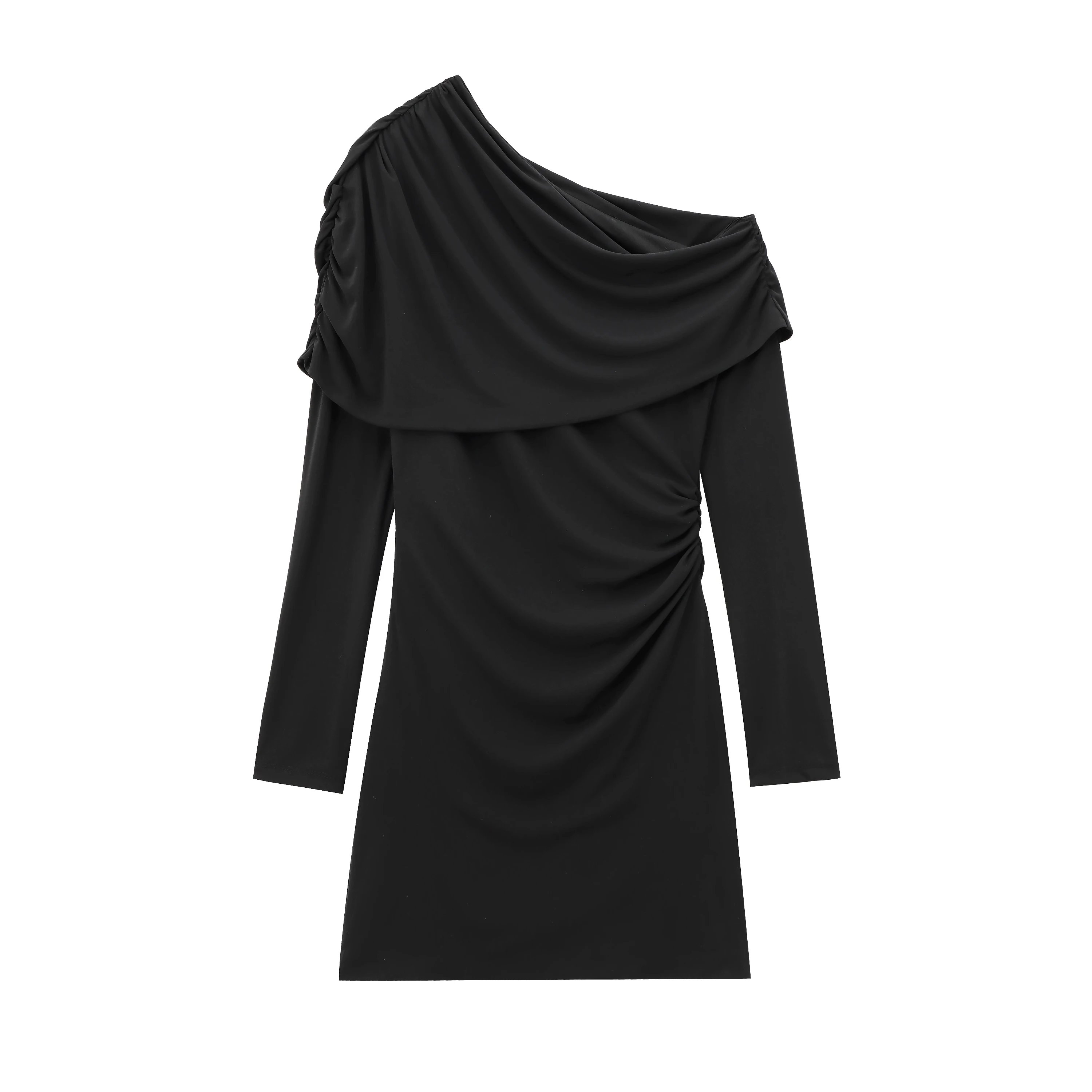 JNLEAOG Vestido Asimétrico Nuevo de Otoño con Diseño Pado Decorativo, Moda Femenina, Cintura Alta, Estilo H, Poliéster, Ma...