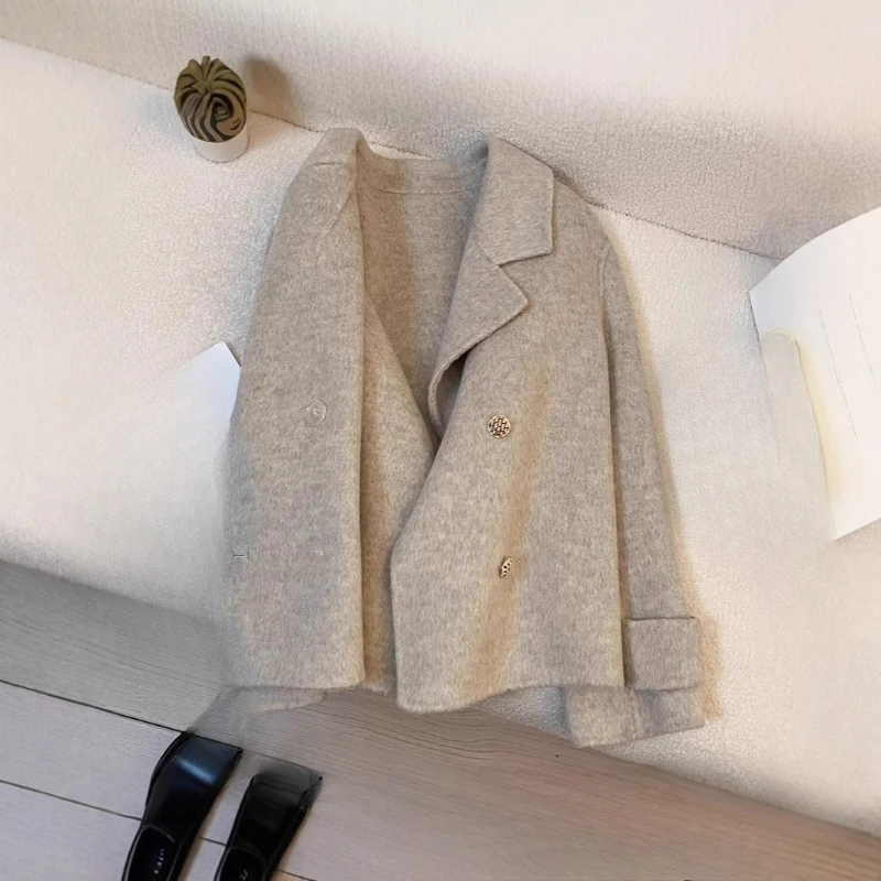 Spring wool double-sided woolen coat women's, new Korean version small high-end temperament short coat women's clothing