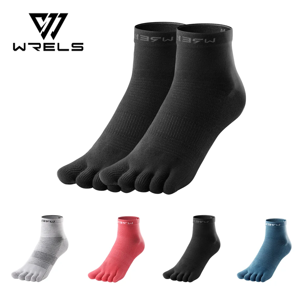 WRELS 1/2/3 Paar COOLMAX Bequeme, elastische, stoßdämpfende Fünf-Zehen-Socken, unisex, atmungsaktiv, feuchtigkeitsableitend, Basketball- und Laufsocken