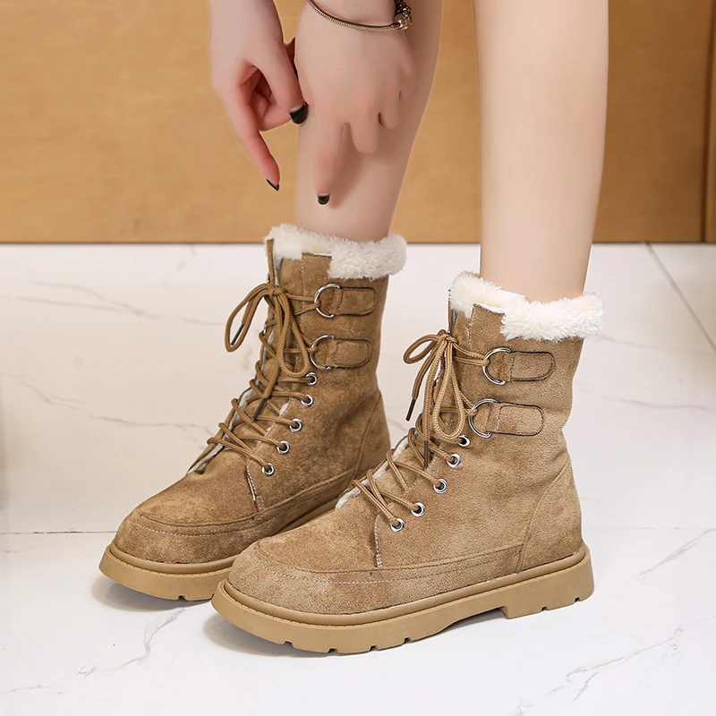 2024 New Classic Thickened Fluff Women\'s Snow Boots Comfortable Warm Ankle Boots Women Winter Ladies Shoes Chunky Botas Mujer