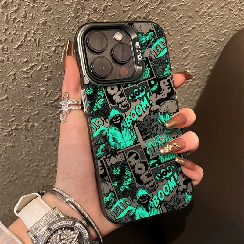 Cool Graffiti Boom Comic Case For iPhone 13 15 Case iPhone 11 14 12 15 Pro Max XR X XS 8 15 Plus SE 2020 Shockproof Phone Cover