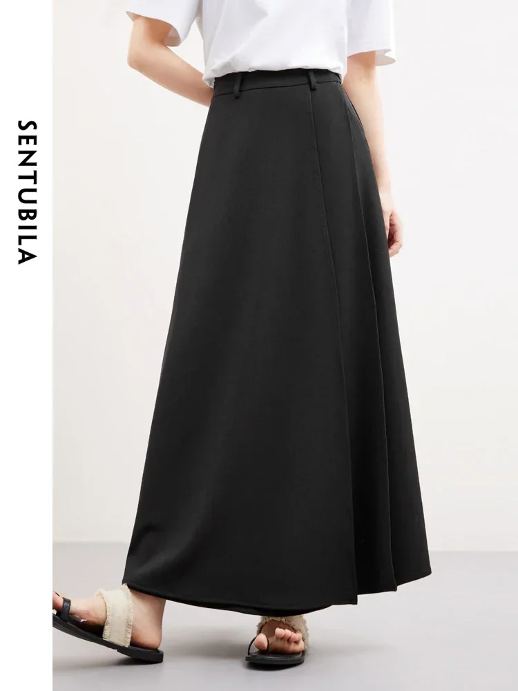 

SENTUBILA High Waist Casual Baggy Pant For Women 2025 Summer Wide Leg Women's Trousers Black Loose Full Length Pants 141K52845