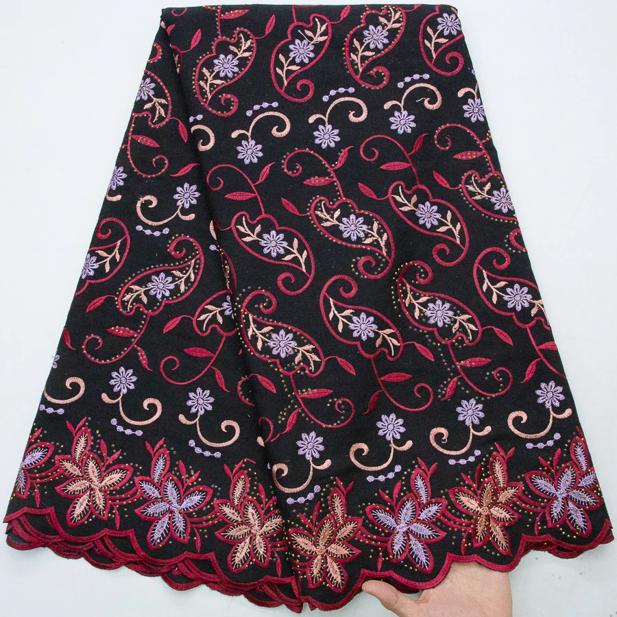 2026-hot-sale-african-lace-fabric-high-quality-black-swiss-voile-lace-fabric-with-embroidery-for-party-dress