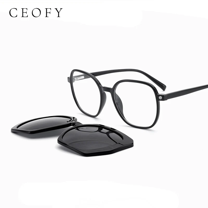 Ceofy Women Glasses Frame Sun Clip Square Brand Designer Prescription Myopia Eyeglasses Optical Frame Sunglasses for Men Women