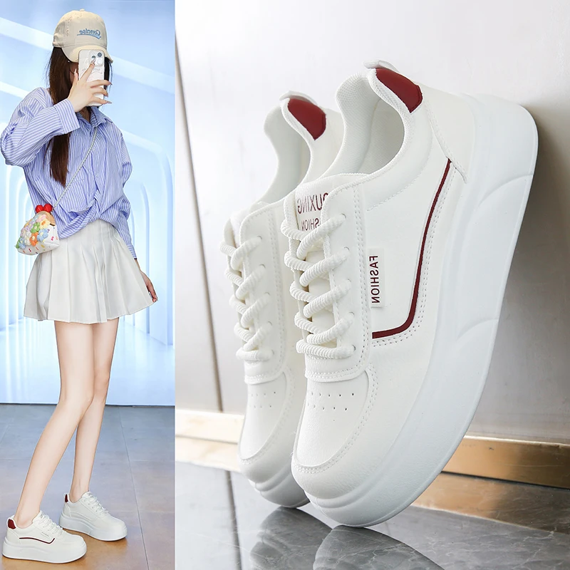 

Women's Breathable Chunky Platform Lace Up Sneakers Lightweight Layered Design Slimming Casual Trendy Shoes