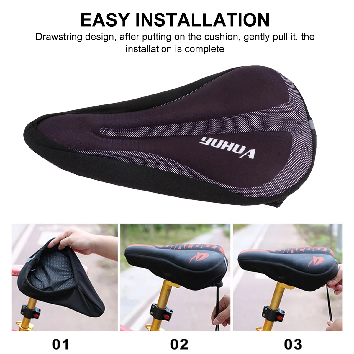 

1pc 3D Anti-Slip Silicone Bike Saddle Cushion Comfortable Breathable Ergonomic Cycling Seat Pad For Road Mountain Bike Seat