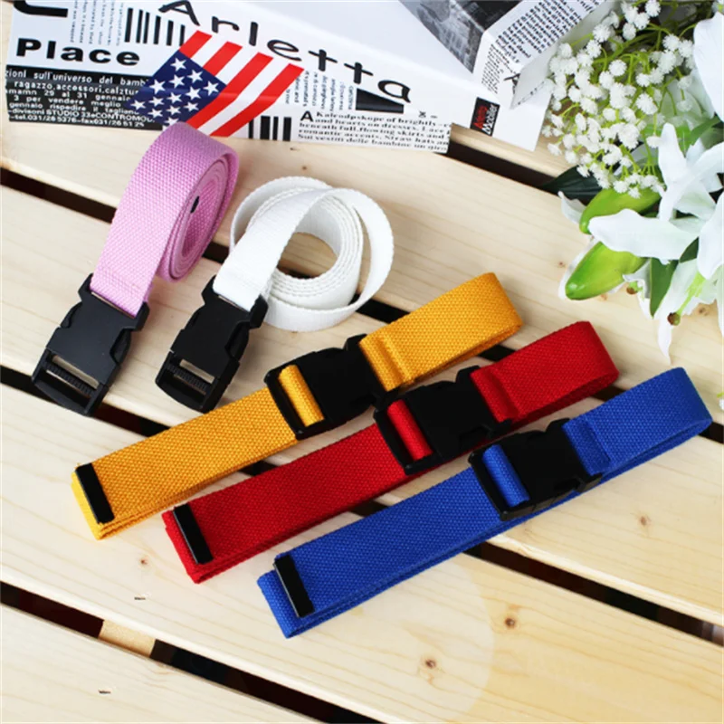 Vintage Plastic Buckle Solid Color Long Waistbands Adults Adjustable Canvas Long Belt Unisex Korean Style Black Red White Belts