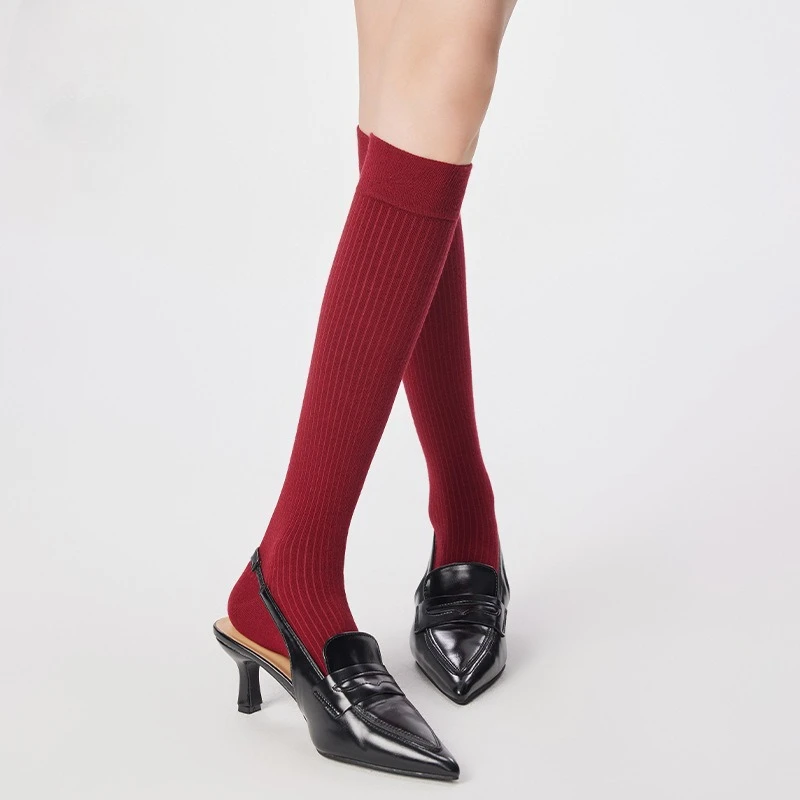 6 pairs Fashionable versatile autumn new calf socks casual comfortable pile socks women elegant simple long socks