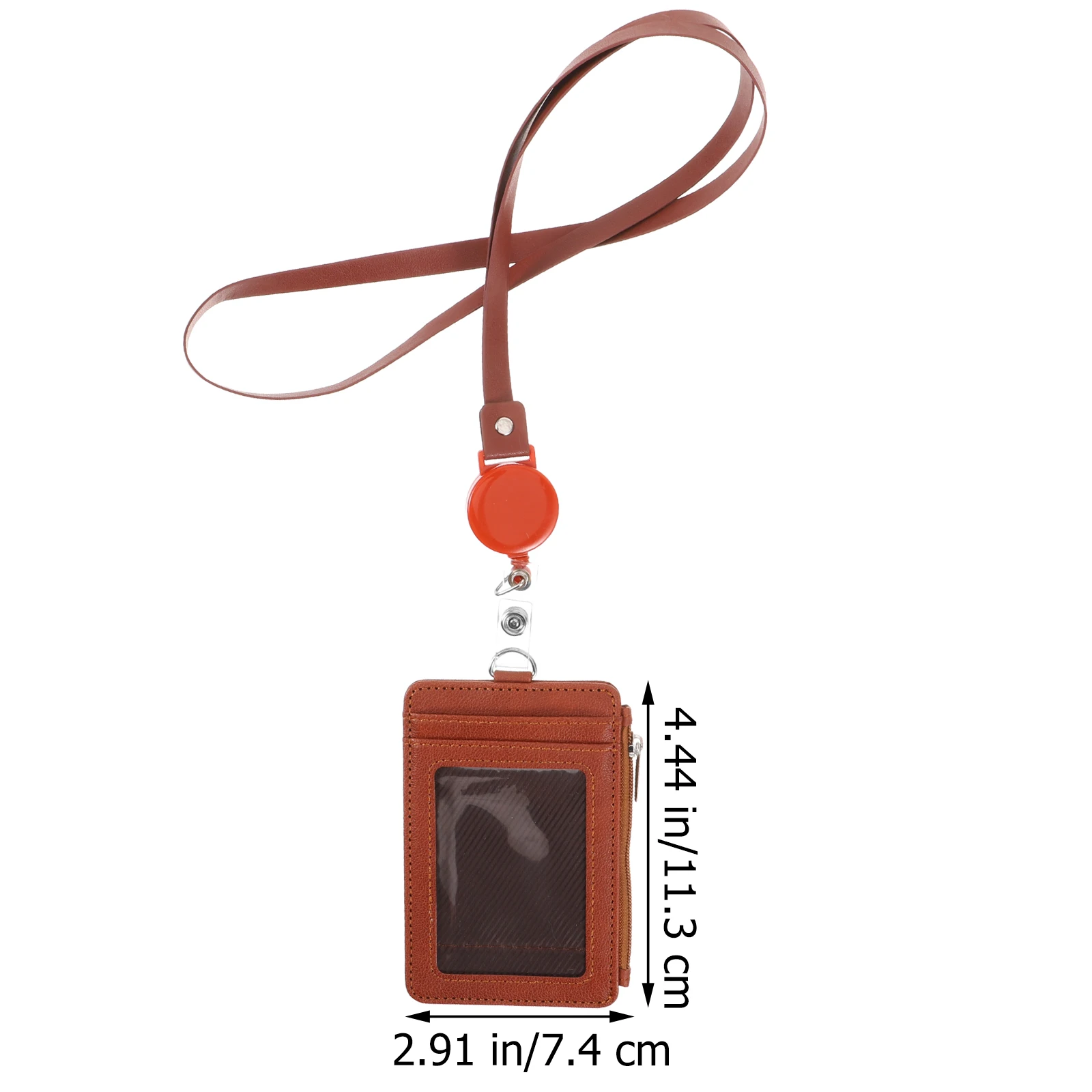 

Brown PU Vertical Badge Holder Id Holder Detachable Neck Lanyard Swivel Clip Pass Pouch Business Card Pass Pouch