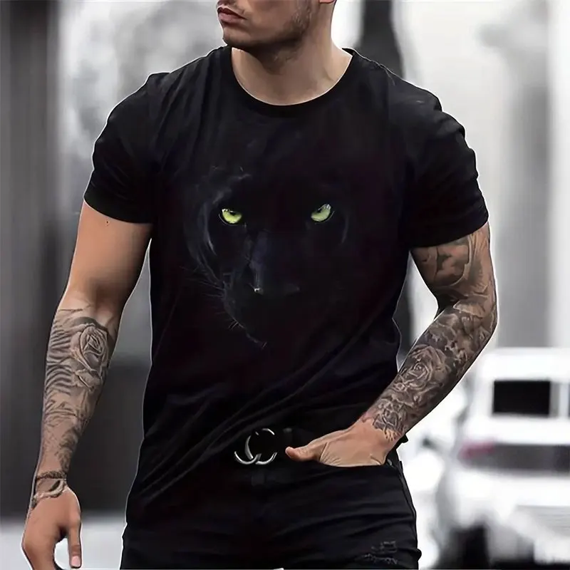 Men's Fashionable Short-Sleeved Tops New 3d Dragon Print Round Neck Short-Sleeved T-Shirt Street Sports Fitness Tops Clothing