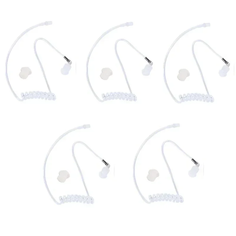 5PCS Replacement FBI Covert Acoustic Coil Audio Air Tube PTT Mic Earpiece Headset w/ Earbuds for Motorola Baofeng Icom Radio