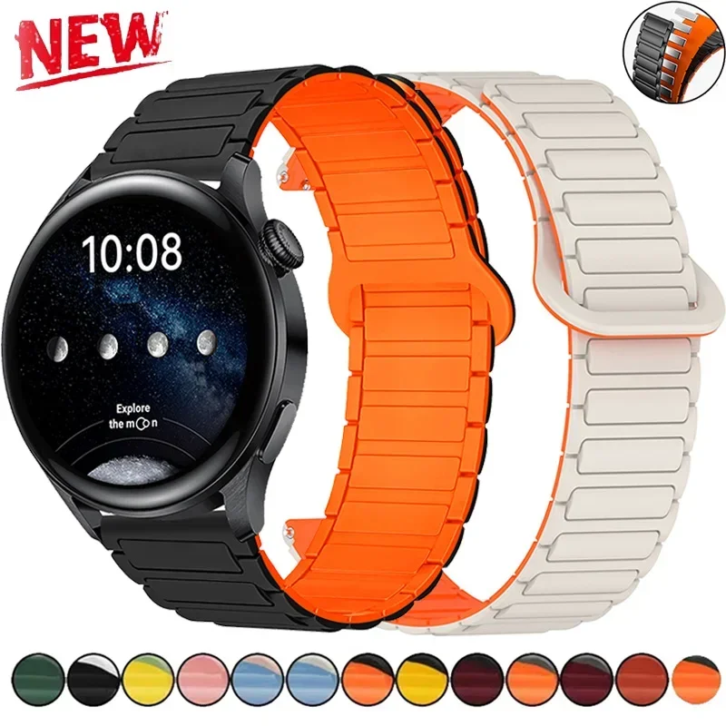 20mm 22mm Silicone Magnetic Loop strap For Samsung Galaxy watch 6/4/5pro/3/active2 amazfit bracelet for HUAWEI watch GT2e 3 band