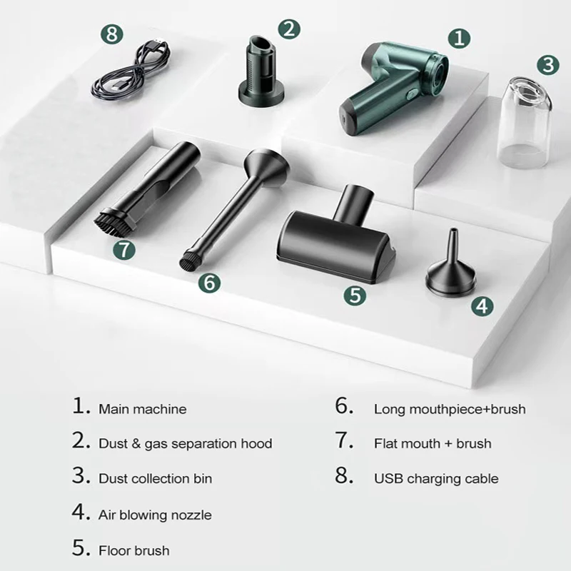 EAFC-aspiradora de coche sin escobillas, inalámbrica, 20000Pa, fuerte succión, aspiradora de mano para el hogar y el coche, doble uso
