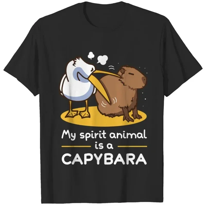 

Cute Capybara Pattern T Shirts Funny Summer Short Sleeve Funny Animals Printed T-shirt Casual Women O Neck Tees