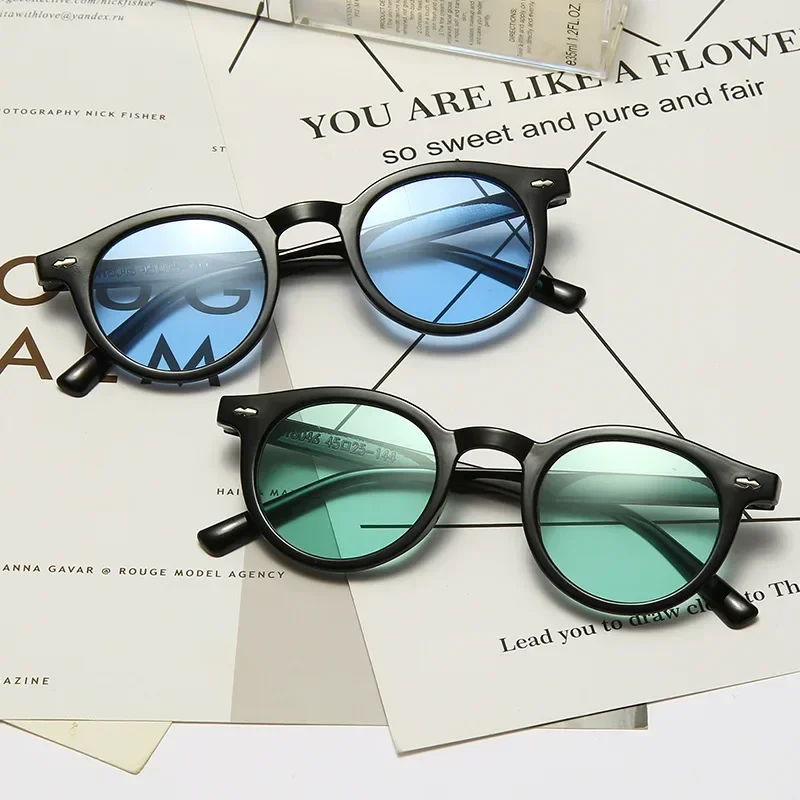 Fashion Rice Nail Sunglasses New Ins Female Small Round Frame Korean Version Sunglasses Retro Tide Anti-blue Glasses