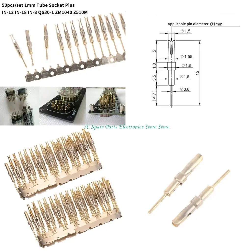 

SZ 50/100Pcs 1mm Metal Female Pin Tube Base Terminal Connector 1mm Female Pin Connector For IN12 IN18 QS30-1 QS27-1 YS27-3