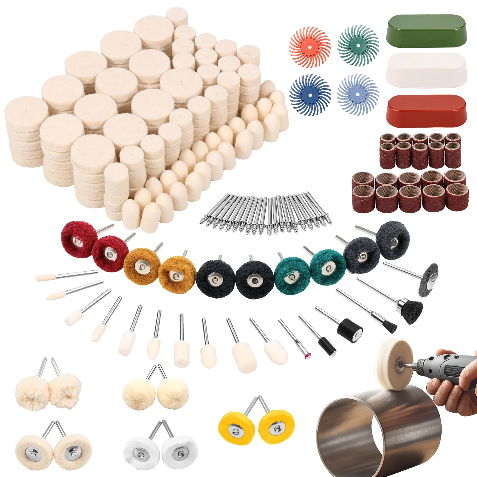 267pcs-wool-felt-polishing-buffing-wheel-set-sanding-bands-grinding-head-compound-for-rotary-tool-dremel-jewelry-metal-glass