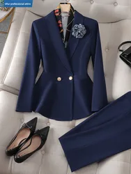 High-End Beauty Salon Women's Work Uniform Hotel Manager Professional Suit Set Autumn Winter Long Sleeve Polyester Fiber