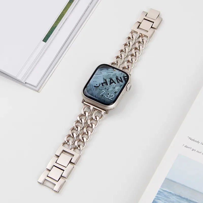 Luxury Stainless Steel Strap for Apple Watch Band 44mm 42mm 45mm 41mm 49mm 38mm 40mm Metal Chain for iWatch Series 9 8 se 7 6 5 image 2